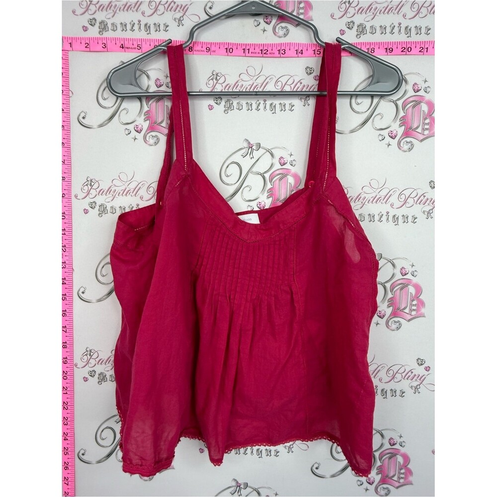 Little Moon tank top pink lace bright Fuchsia Pintuck Camisole